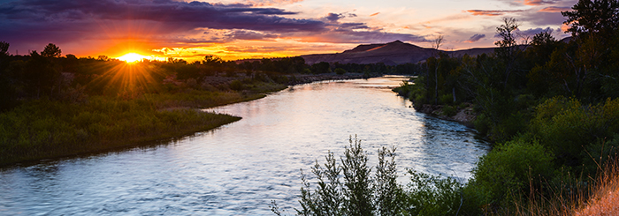 River at sunset image